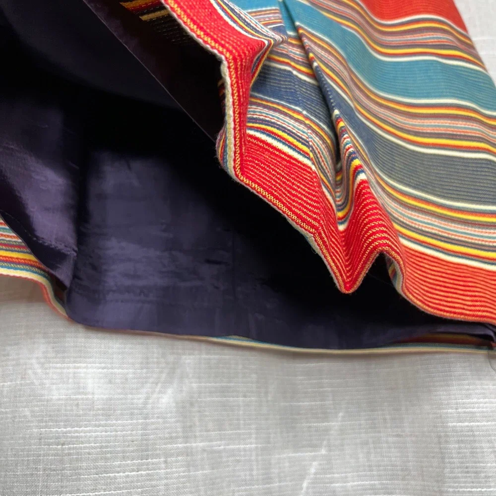 70s Vintage Ellen Tracy Pleated Mini Skirt Striped Red‎ Blue Women's Size 25